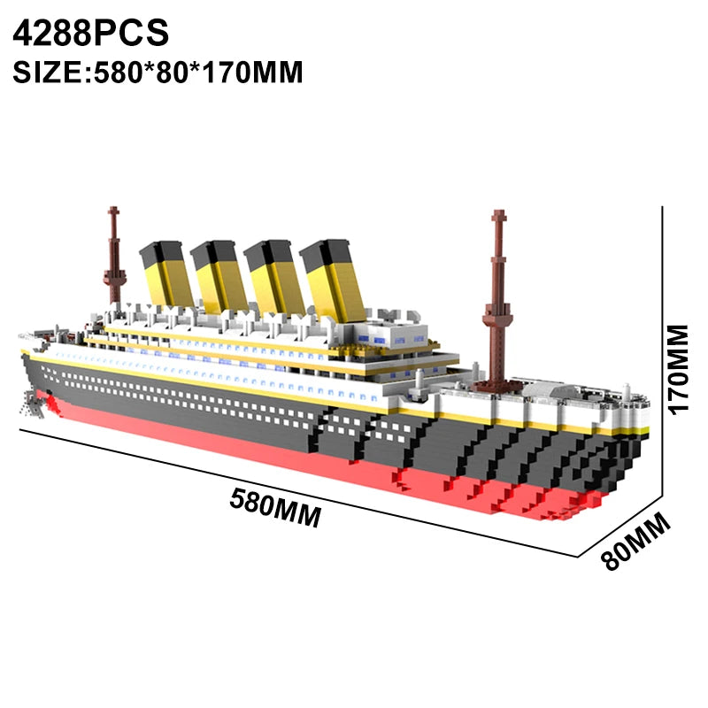 Small Particle Building Block Assembly Toy Titanic Giant Boy Girl Puzzle Cruise Ship Brick Model Kit Desltop Birthday Gift Child