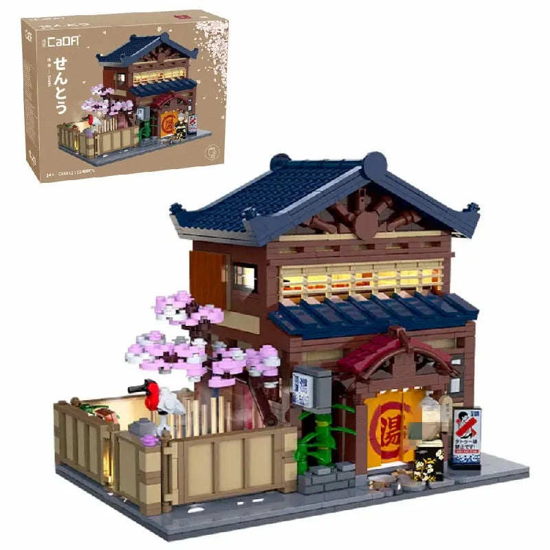 Traditional Japanese Yuzawa Bathhouse House Buildings Sets, City Apartment  Architecture Modular Buildings Blocks (1249 PCS)
