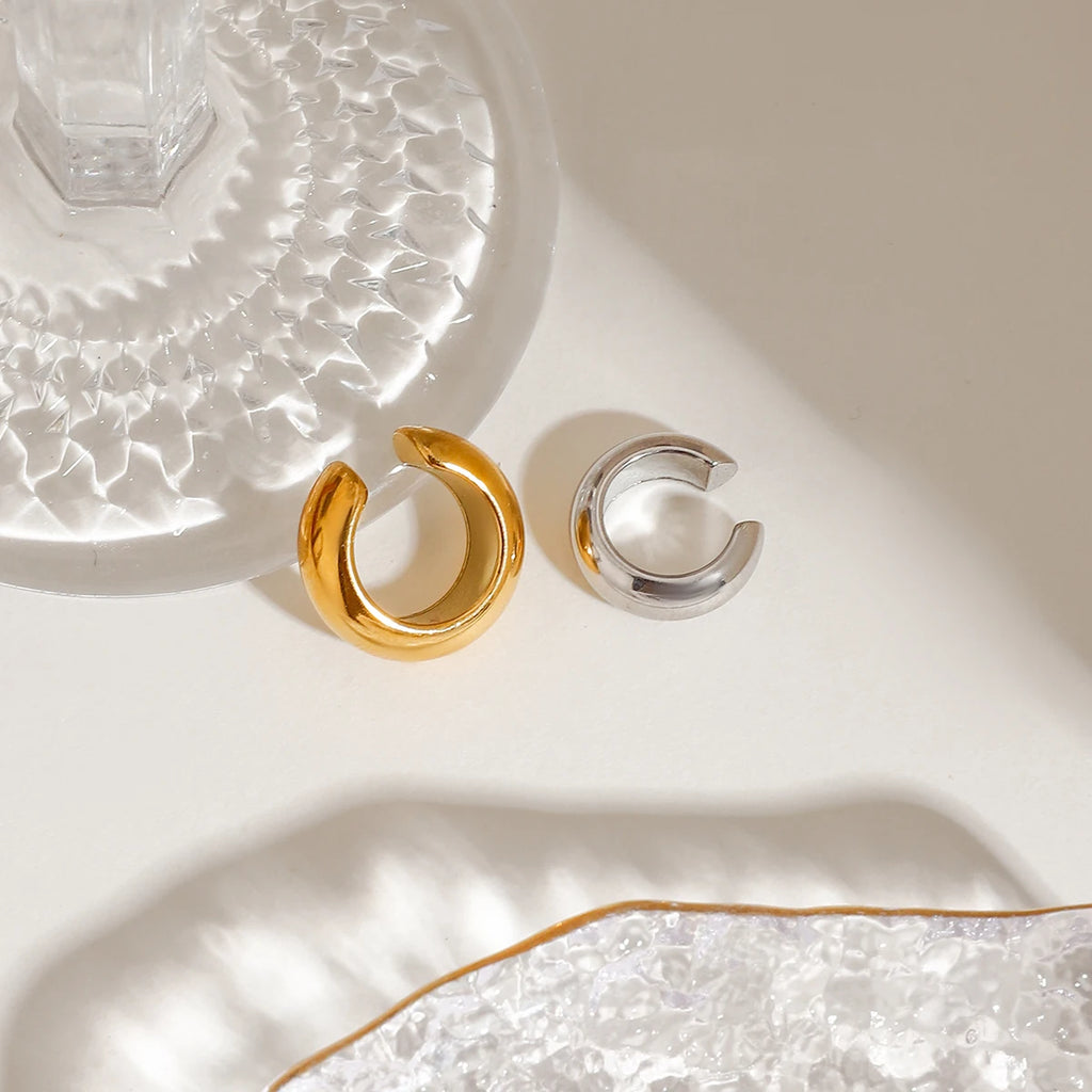 Zora Modern Minimalistisk 18K forgyldt rustfrit stål guldøreringe kombination sølv øreringe AB øreclips øreringe par