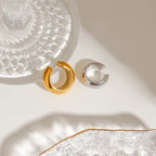 Zora Modern Minimalistisk 18K forgyldt rustfrit stål guldøreringe kombination sølv øreringe AB øreclips øreringe par