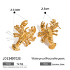 18K PVD-belagt mode geometrisk stor tang hummerformede øreringe rustfrit stål kvinder forebygger allergi Stilfulde smykker