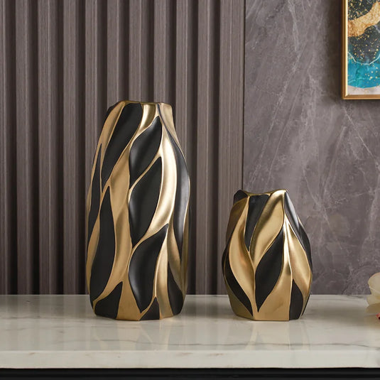 Luksuriøse guldmalede keramiske vaser High-End Urne Personlig Udsmykning af Stue og Veranda Moderne Europæisk Stil Amfora kabinet Hjem Ornament Abstrakt og raffineret design