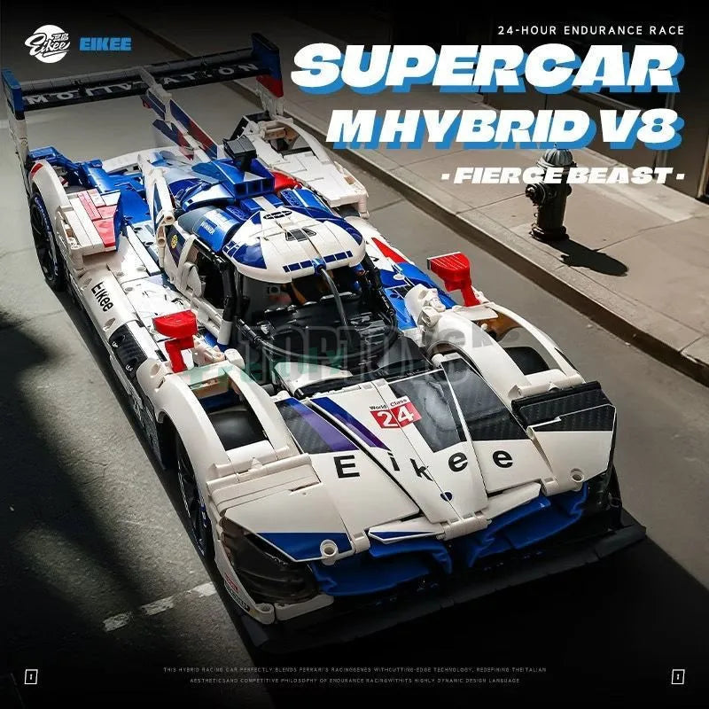 MOC 1:8 3507PCS Technical Remote Control Racing Car LEE MANS M HYBRID V8 Building Blocks Bricks Assembling Toys for Children
