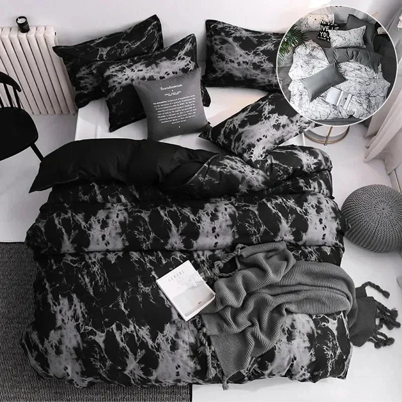 3pcs Couple Black Duvet Cover with Pillowcase Comforter Bedding Set – Queen, King, Single, Full Size Bedding Products Ropa de Cama