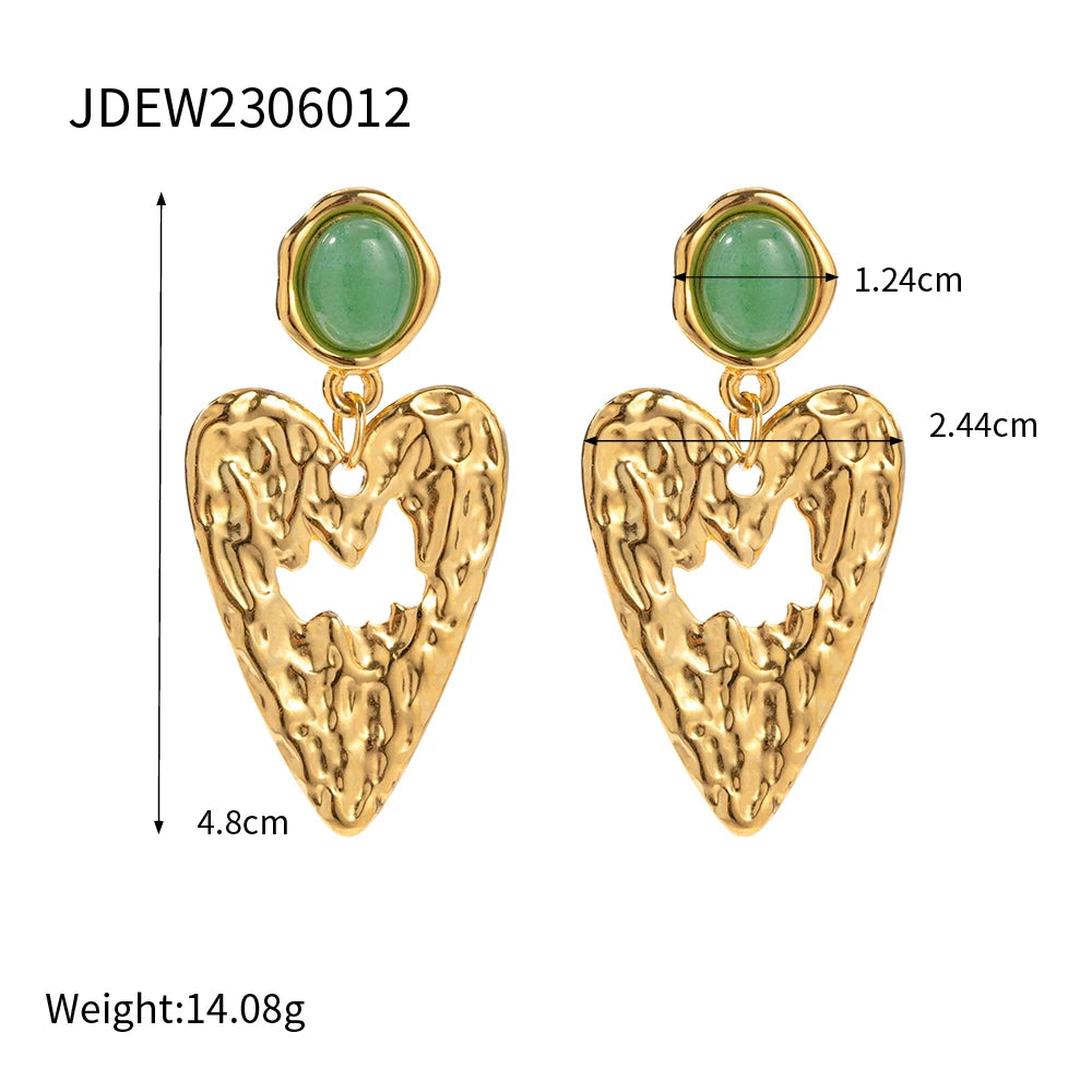 Minimalist Stainless Steel 18k Gold Plated Lava Love Heart Pendant Earrings Waterproof Femme Chic Gala Stylish Jewelry