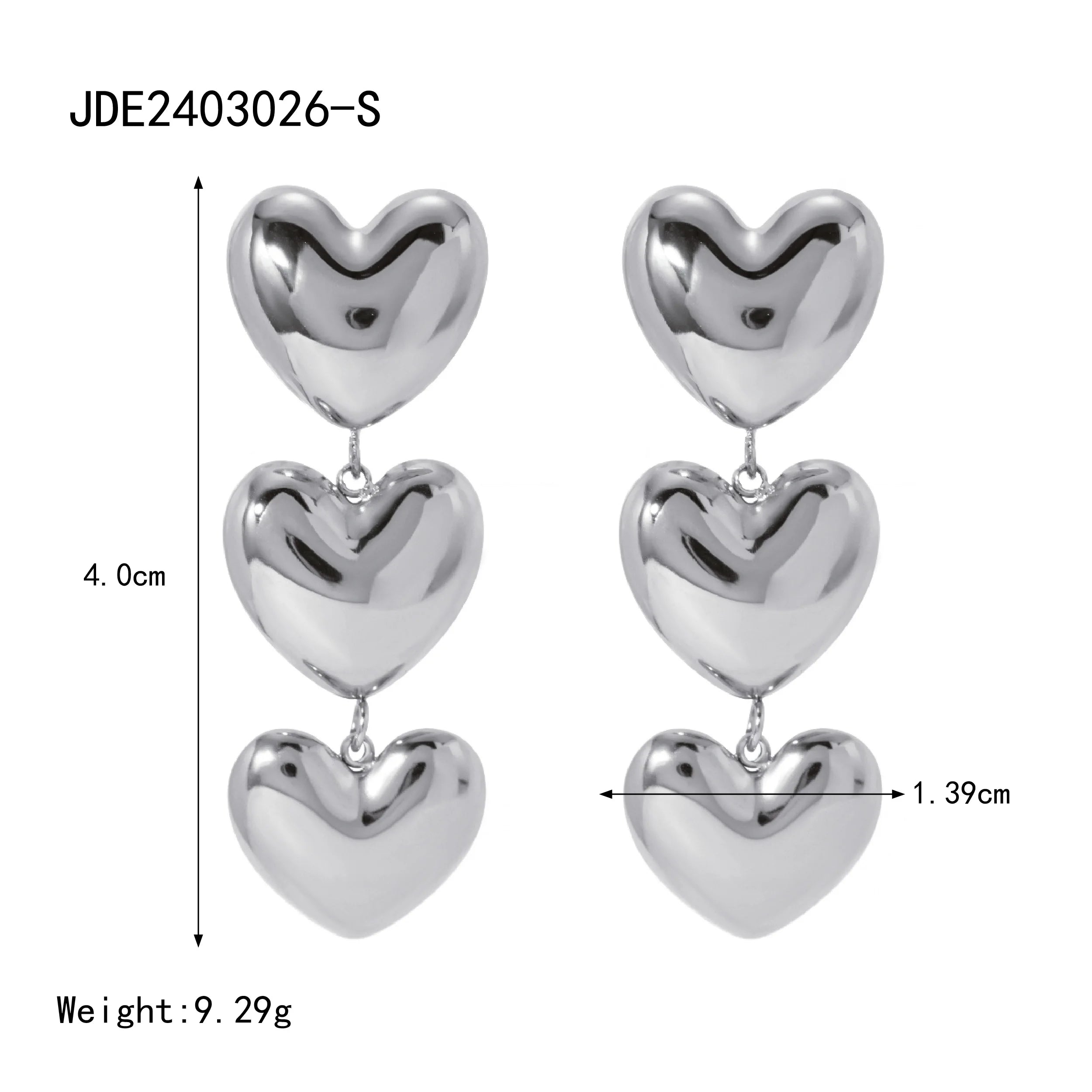Brincos de Pingente em Forma de Coração de Amor Liso Minimalista à Prova de Ferrugem em Aço Inoxidável 18K Joias Charmosas de Temperamento Grátis para Festa Feminina