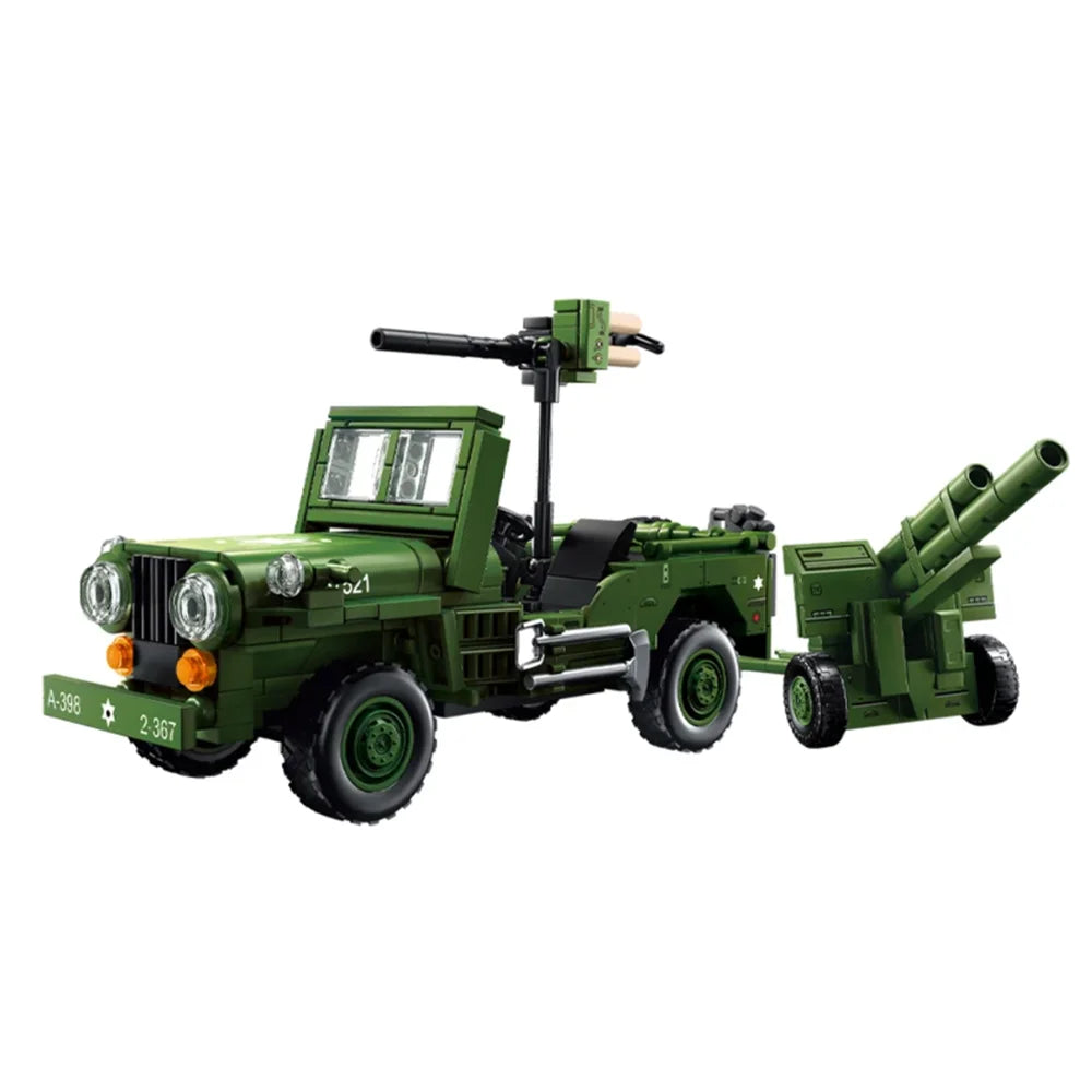 Military WW2 MOC Army Main Battle Tank Armored Vehicle Fighter Soldiers Figures Building Blocks Bricks Set For Children Toys