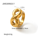 Anillo de símbolo infinito de diseño geométrico exquisito de acero inoxidable 18K impermeable para mujer de alta calidad бижутерия regalo para fiesta