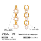 Leichter Luxus 18k vergoldeter Edelstahl französischer Stil Imitation Perle ineinandergreifende Ohrringe für Frauen Allergieprävention Schmuck