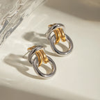 Kreative Ohrringe aus Edelstahl mit 18 Karat Goldbeschichtung, Gold- und Silberfarb-Kombination, einfache Knotenform, personalisierter Schmuck für Frauen, attraktiv
