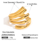 18K Goud Vergulde Roestvrijstalen Metaal Geometrische Onregelmatige Lijnen Open Ring Dagelijks Dames Metaal Textuur Modieuze Charme Sieraden Bijoux