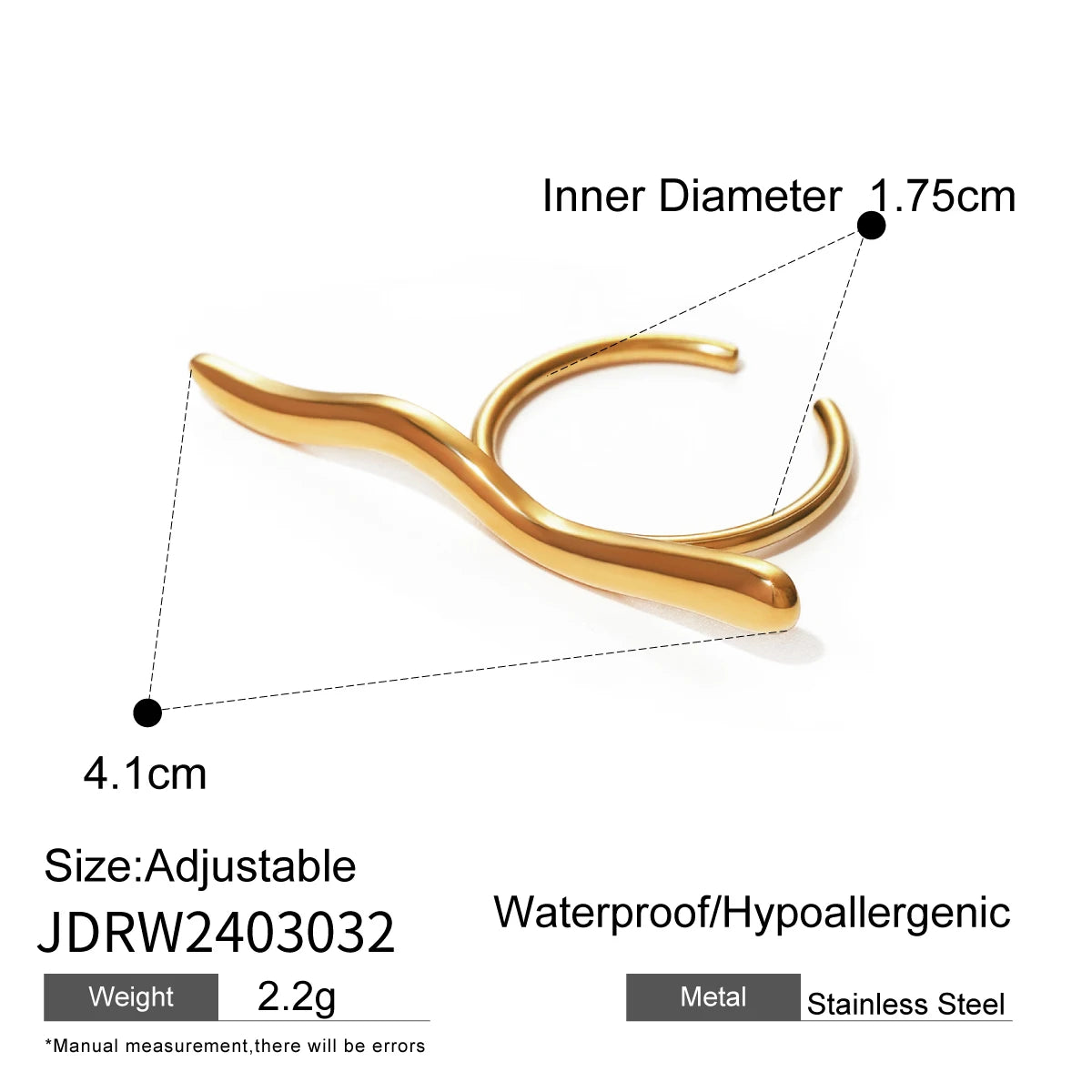 Edelstahl Minimalistisches Multi-Stil Design Offener Ring Goldfarbe Leicht Gemütlich Damen Charme 18K PVD-beschichteter Statement-Schmuck