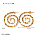 18K guldbelagte, hammerede korncirkelspiralpunkøreringe Trendy anløbssikker dangle geometriske øreringe til kvinders mode