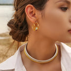 Rustfrit stål Vandtæt 18K forgyldt spansk nichedesign/øreringe/armbåndssæt Luksus Moranti Treasure Glas smykkesæt