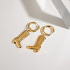 18k forgyldt rustfrit stål støvlemønstrede vedhængsøreringe med femtakkede stjernediamanter, anti-allergiske smykker