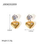 Pendientes de corazón liso de amor de acero inoxidable chapados en oro de 18K Serie hipoalergénica resistente al deslustre y al agua Joyería gruesa para mujer