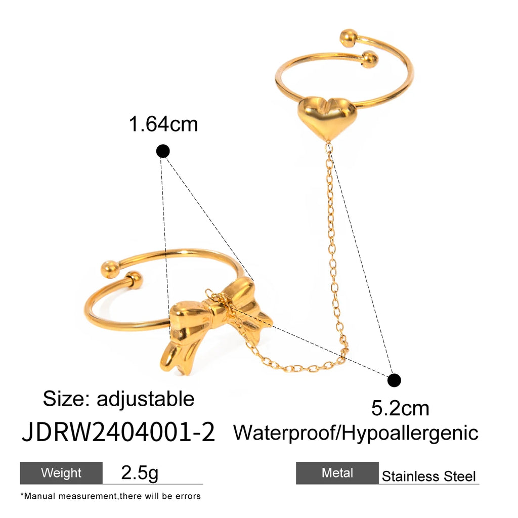 Light Cozy 18K PVD Plated Stainless Steel Delicate Fine Two Pairs A Set of Fingertip Opening Rings Trendy Women Premium Jewelry