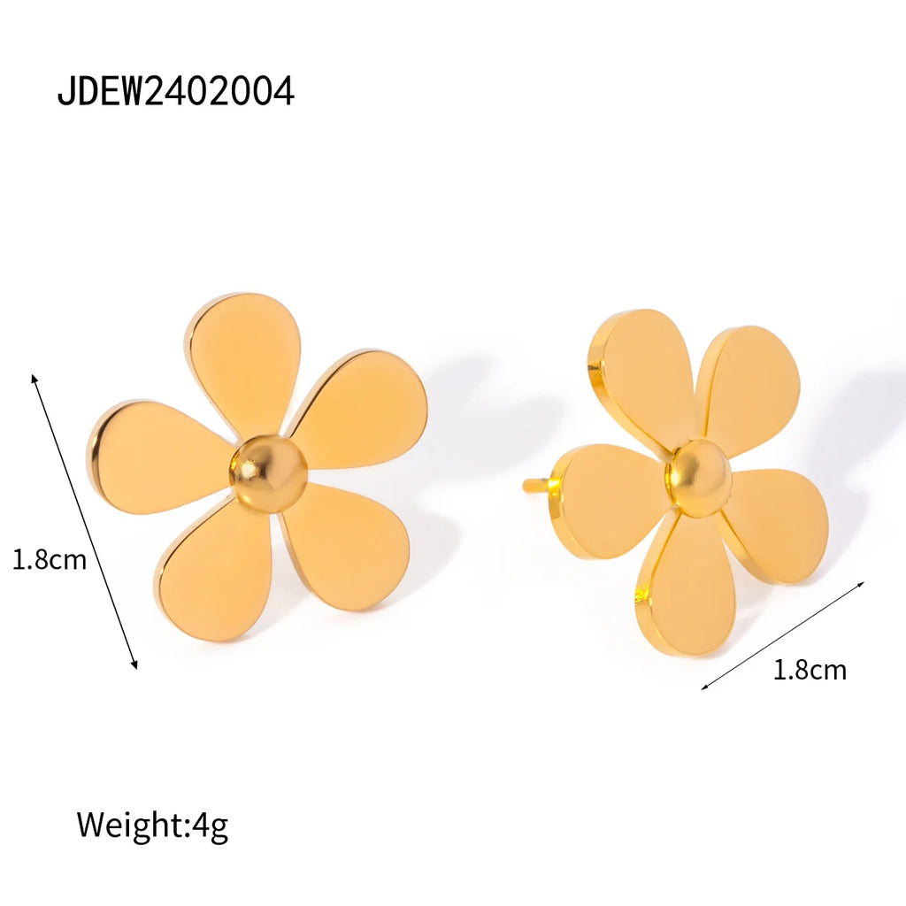 Orecchini da donna eleganti a margherita piccola a cinque petali in acciaio inossidabile placcato in oro 18K PVD di lusso leggero, gioielli affascinanti da dichiarazione