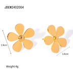 Orecchini da donna eleganti a margherita piccola a cinque petali in acciaio inossidabile placcato in oro 18K PVD di lusso leggero, gioielli affascinanti da dichiarazione