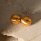 18K forgyldt plettet fri rustfrit stål Chunky halvkugleformet børstet stud minority øreringe til kvinder øre smykker