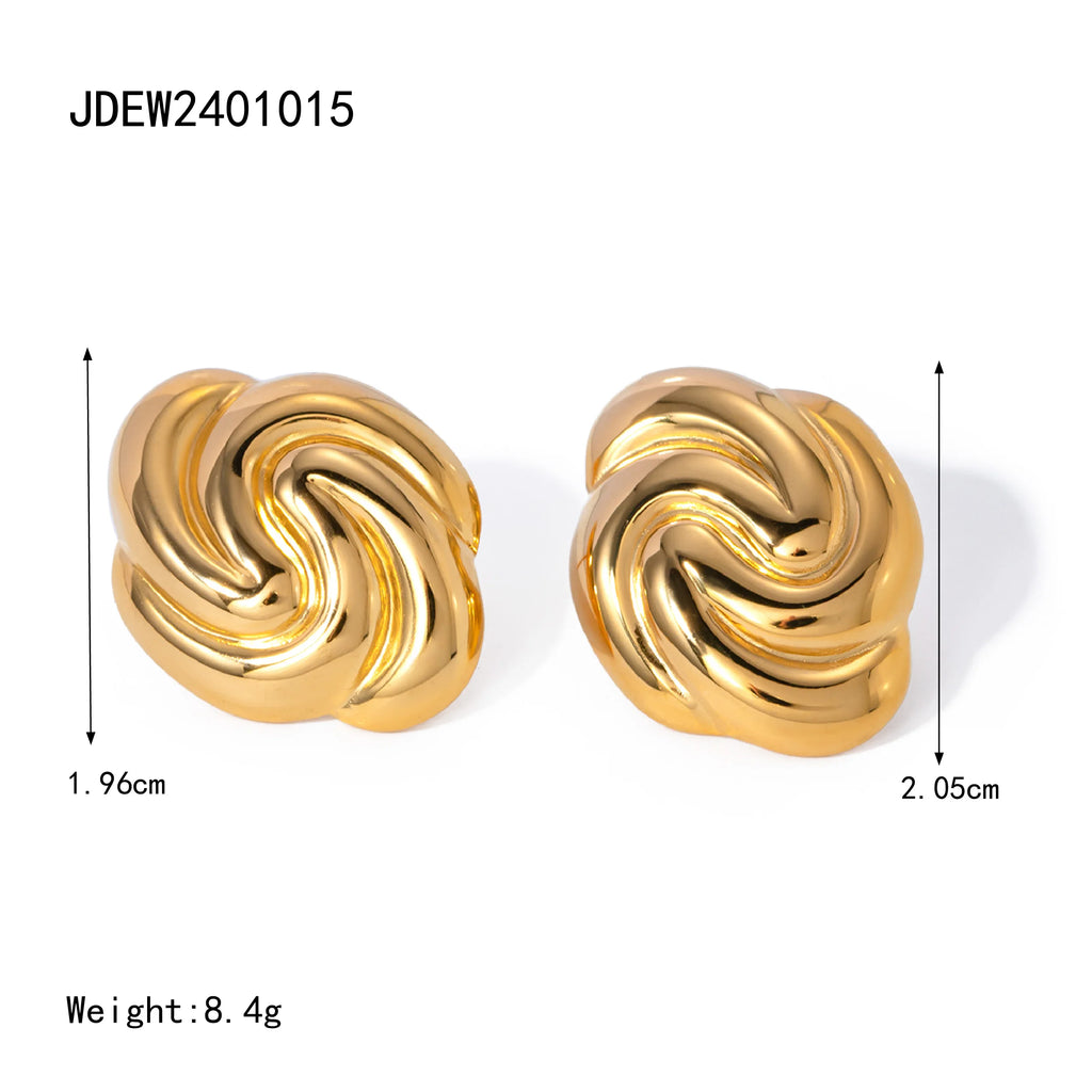 Roestvrijstalen Spiraal Rotatie Vintage Oorknopjes PVD 18k Geplateerd Hoge Kwaliteit Gratis Temperament Charme Sieraden voor Vrouwen