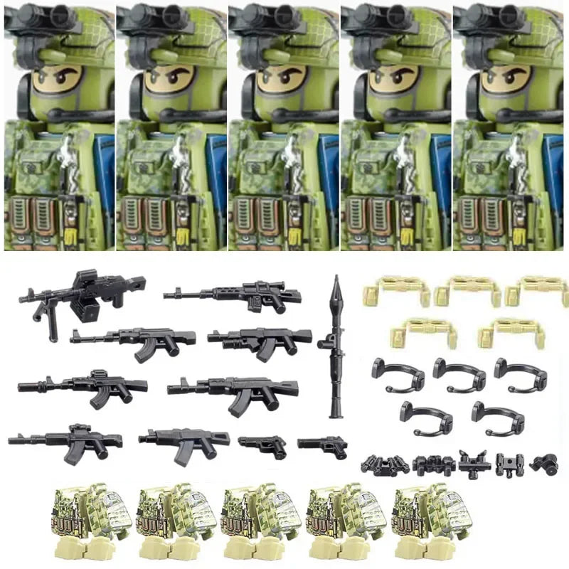 Military Special Forces MOC Building Block German KSK Special Forces Soldier Figure SWAT Army Gun Weapon Vest Backpack Brick Toy