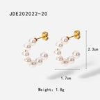 Pendientes de perla con colgante de temperamento de acero inoxidable de moda chapado en oro de 18K, joyería para mujer sin deslustre, declaración