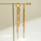 Waterproof 18k Stainless Steel Square Button Hand Tassel Stud Earrings High Quality Fashion Statement Jewelry Women Gala Gift