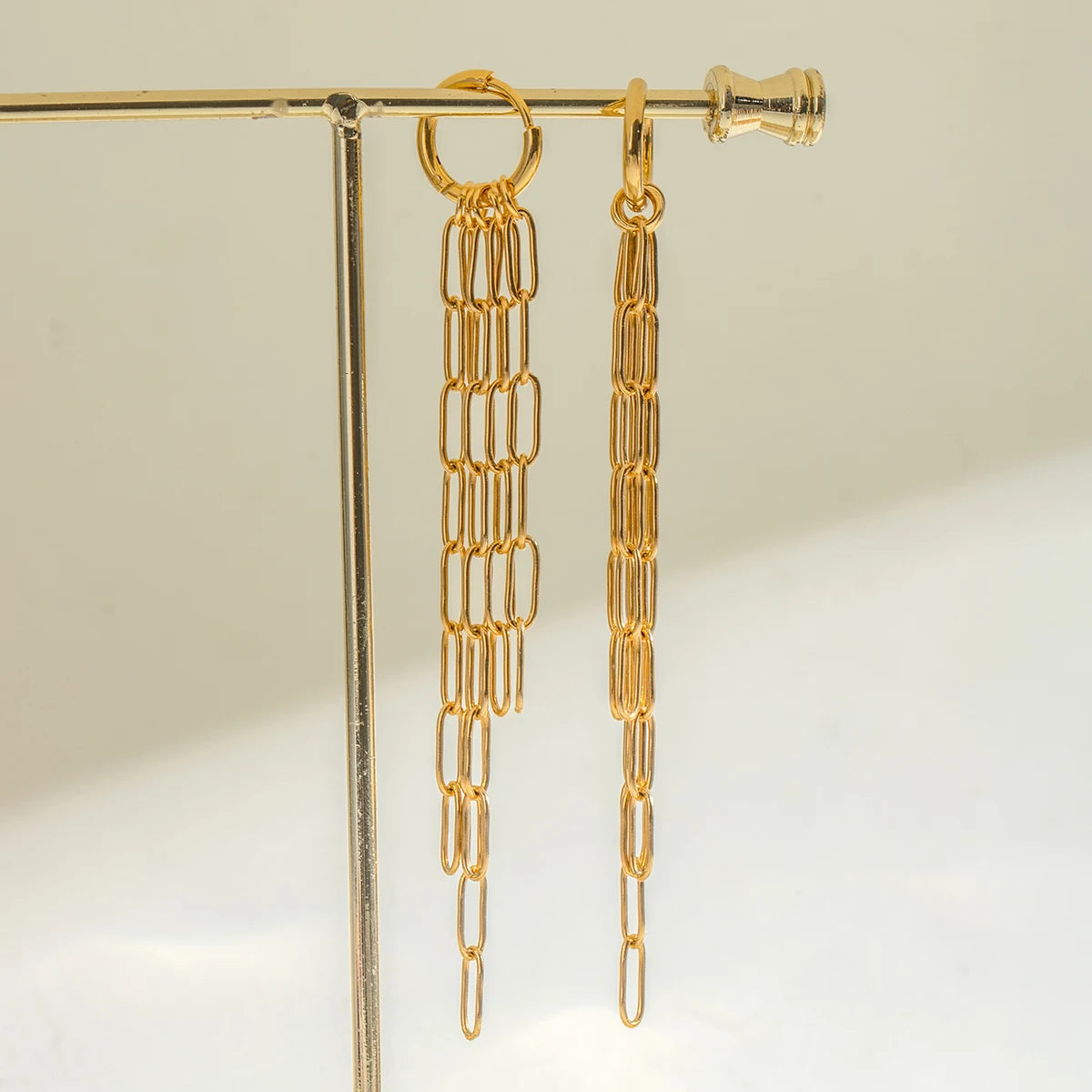 Waterproof 18k Stainless Steel Square Button Hand Tassel Stud Earrings High Quality Fashion Statement Jewelry Women Gala Gift