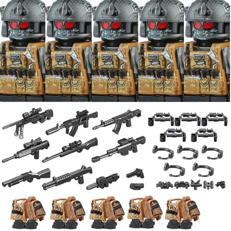 Military Special Forces MOC Building Block German KSK Special Forces Soldier Figure SWAT Army Gun Weapon Vest Backpack Brick Toy