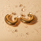 Rustfrit stål Lys Hyggelig 18k forgyldt Unikke C-formede Øreringe Indlæg Rhinestone Rustfri Kvinder Bijoux Femme Gala Gave