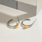 Minimalist Gold Silver Color Matching Stainless Steel Heart Shaped Earrings  Women Anti Allergic Rust Proof Stylish Jewelry - Grand Goldman