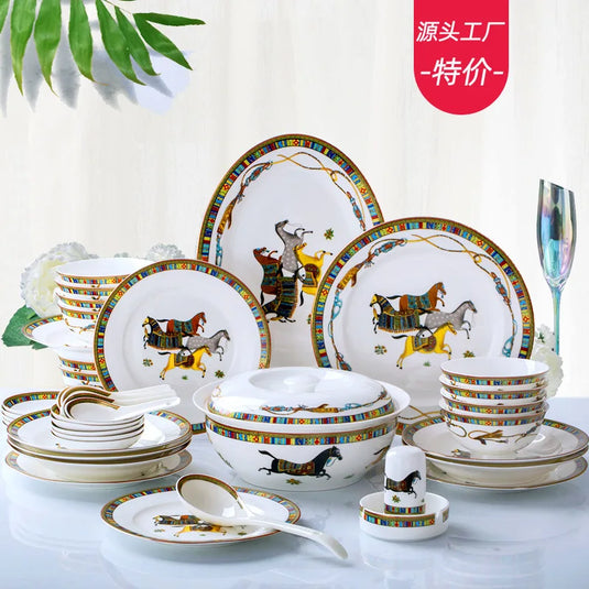 Vaisselle en céramique Jingdezhen de style européen, bols, plats et assiettes pour usage domestique