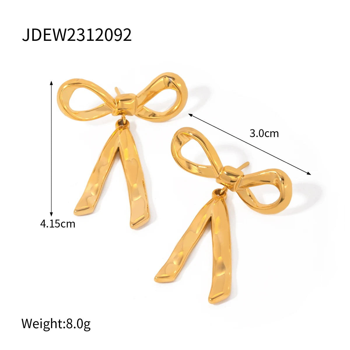 Stainless Steel 18k Gold Plated Bowknot Bow Stud Earrings Water Resistant Statement Women Charm Versatile Trendy Jewelry