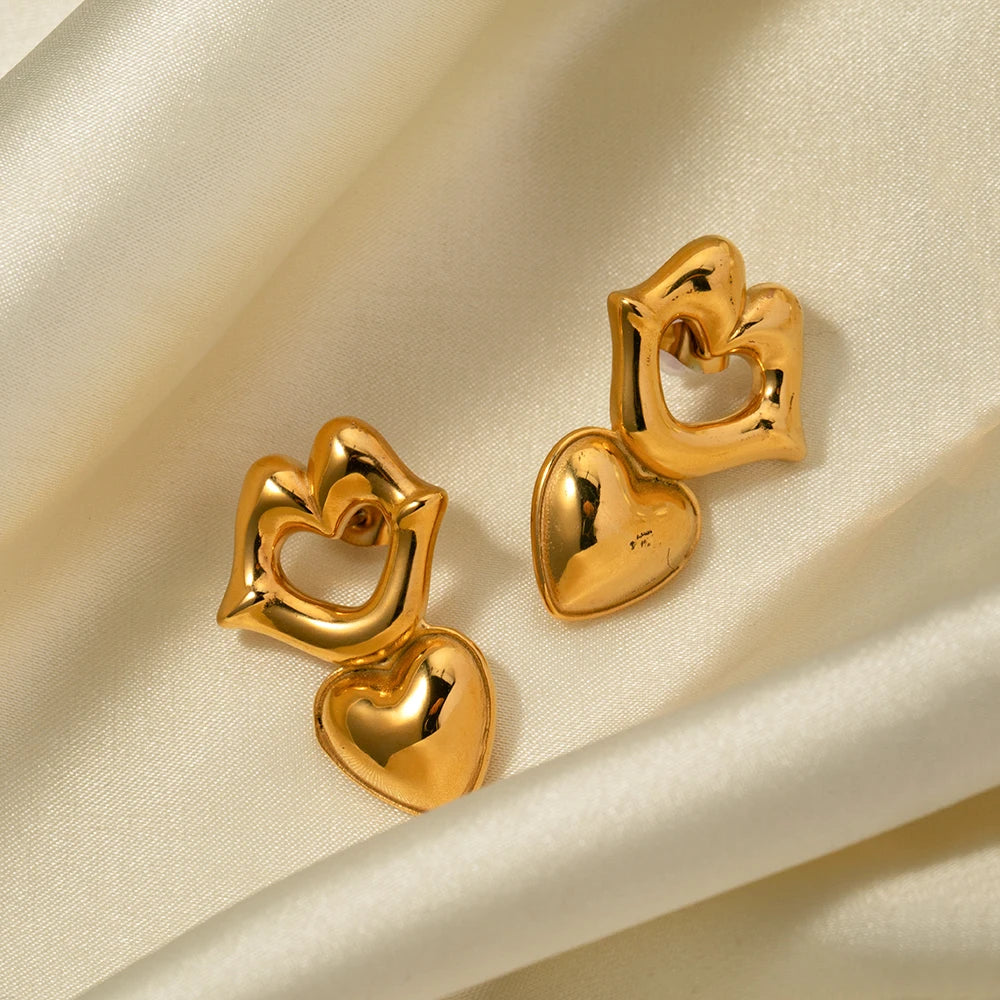 Designer Style Stainless Steel 18K PVD Plated Lip Love Heart Earring Chubby Bright Smooth Rust Proof Charm Ear Jewelry Gala Gift