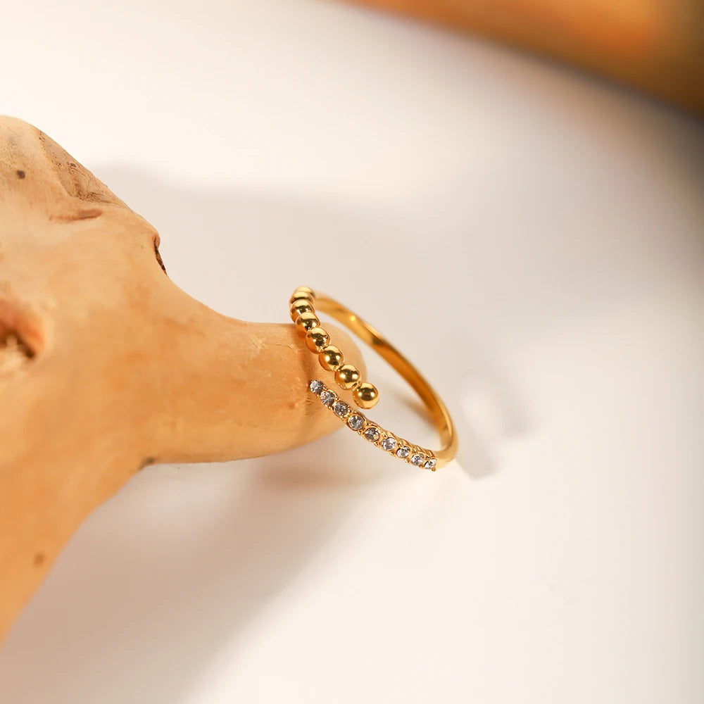 Edelstahl Schmuck Temperament Glas Kristall Verstellbarer Ring für Frauen 2022 Trendiger Exquisiter Wasserdichter Schmuck Geschenk