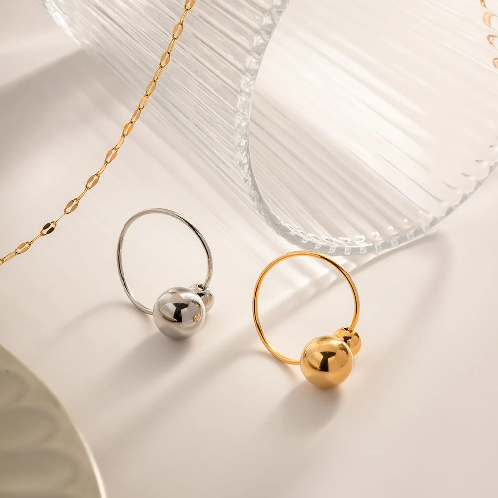 Unregelmäßiger kreativer Ballring für Frauen Persönlichkeit Design Ball Offener Ring Damen Edelstahlring Schmuck Geschenk anillos mujer