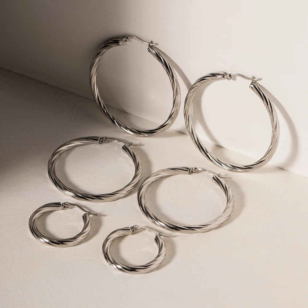 گوشواره سیمی با خلق‌وخوی شیک، سبک کاخ، استیل ضدزنگ رترو، ضدآب، بدون تغییر رنگ، جواهرات بافت‌دار فلزی