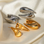 Geometrische wasserdichte 18k vergoldete Edelstahl-Ohrringe mit ineinander verschlungenen Wassertropfen, Charme, Statement, antiallergischem Schmuck