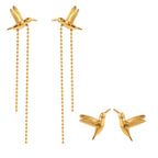 Orecchini Minimalisti con Nappa a Colomba della Pace Liscia in Acciaio Inossidabile 18K per Donna, Antiruggine, Gioielli alla Moda, Bijoux, Regalo per Gala