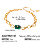 Malachit Anhänger Ohrringe Armband Edelstahl Metall 18K Gold PVD-beschichtet Damen Allergievorbeugend Attraktiver Schmuck