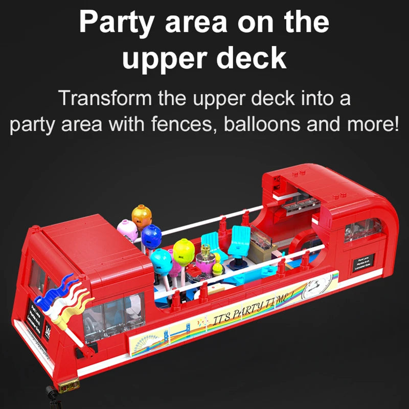1770 Pcs Cada London Double Deck Bus Building Blocks Red Balloon Light Party City School Technical Car Bricks Toys for Kids Gift