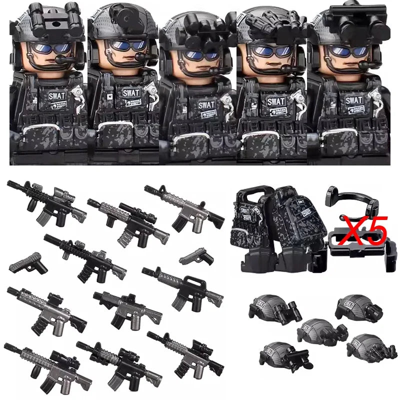 Military Special Forces MOC Building Block German KSK Special Forces Soldier Figure SWAT Army Gun Weapon Vest Backpack Brick Toy