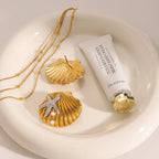 18k forgyldt rustfrit stål hammerkorn søstjerne med imiteret perleskalle ørering kvinder forebygger allergi smykker