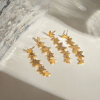 Anti-Allergisch 18K vergoldete schlichte ganze Schnur Ohrringe mit fünfzackigem Stern aus Edelstahl, zarte, freie Temperament-Schmuck