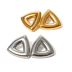 Rustfrit stål Creative 18K forgyldt minimalistisk geometrisk trekantet formede hule øreringe Personlighed Rustfri smykker