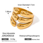 Anti Allergic 18K PVD Gold Plated Rust Proof Stainless Steel Asymmetrical Encircle Claw Open Ring Minimalist Finger Jewelry