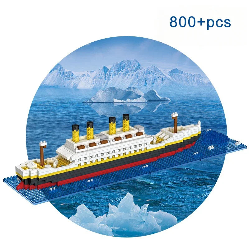 2025 MOC Creative Cruise Ship Micro Building Blocks DIY Tabletop Decoration Bricks Toys Titanic Model  Birthday Christmas Gifts