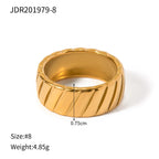 Anillo cerrado de acero inoxidable para mujer con patrón hipotenusa geométrico simple único elegante chapado en oro de 18k, joyería distintiva anti