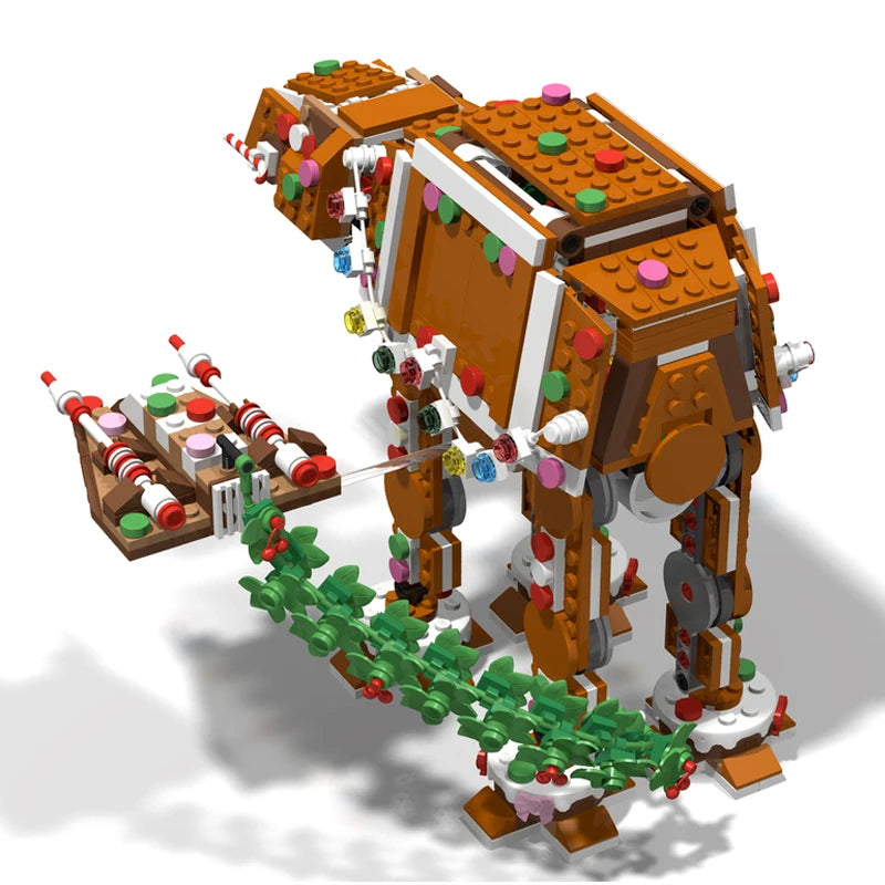 Bricklink Ideas Christmas Gingerbread Snowspeeders Fit 40806 Gingerbread AT-AT Addon Model Spaceship Sets Building Blocks Toys